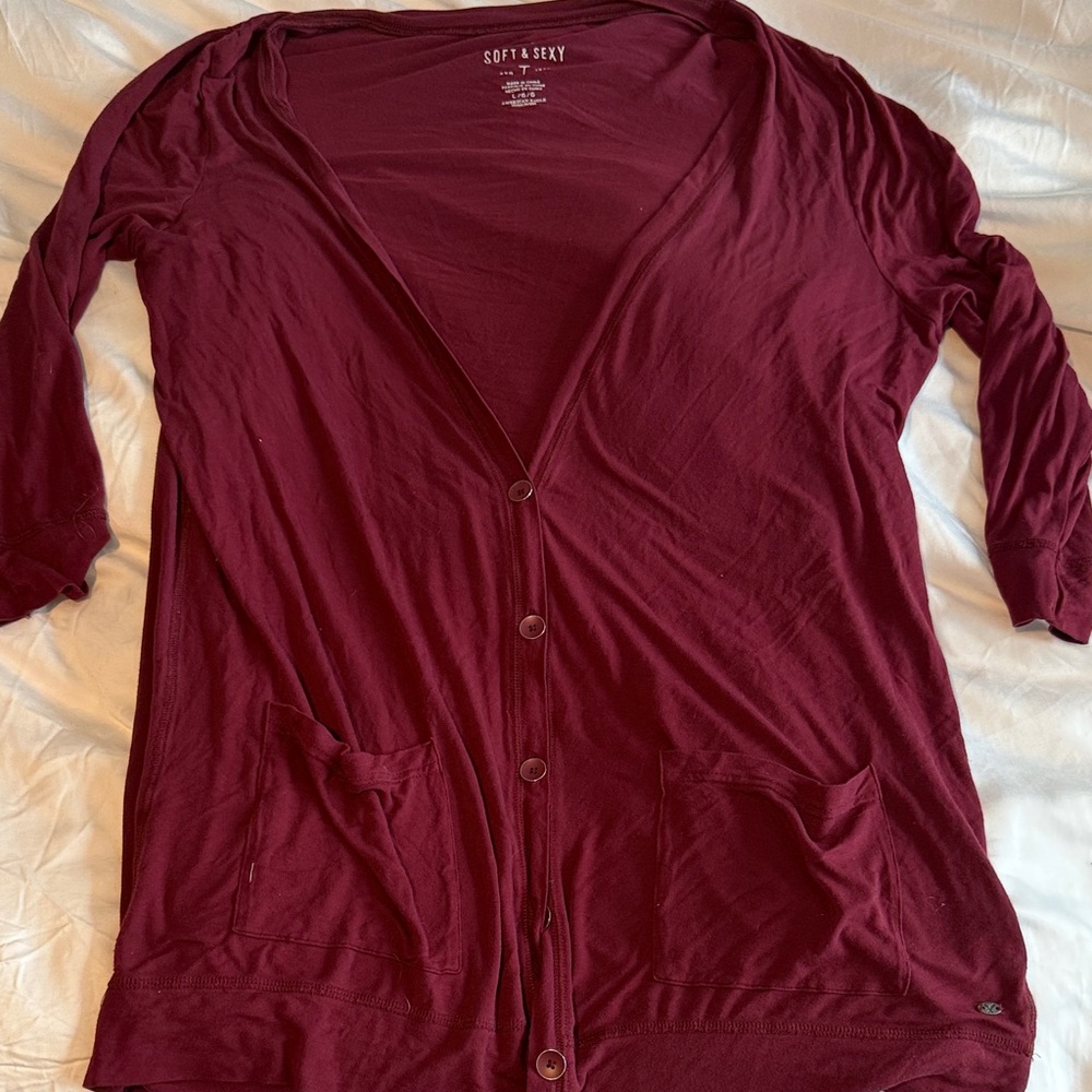 Soft & Sexy Burgundy Button Cardigan